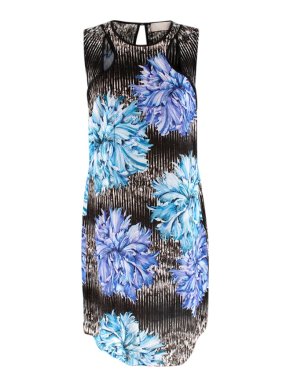 Peter Pilotto Black & Blue Floral Print Shift Dress