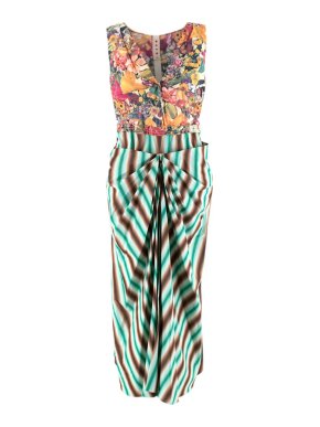 Marni Multi-coloured Floral Print & Striped Crepe Dress