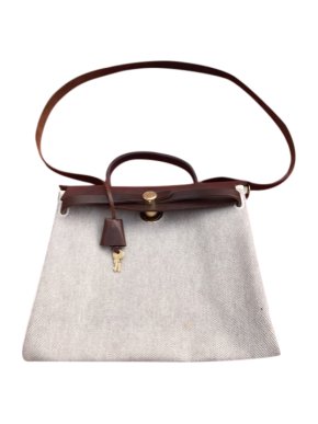 Hermes Dark Brown Leather 2-in-1 Toile Canvas Herbag