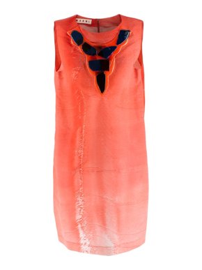 Marni Red Sheer Pebble Applique Shift Dress