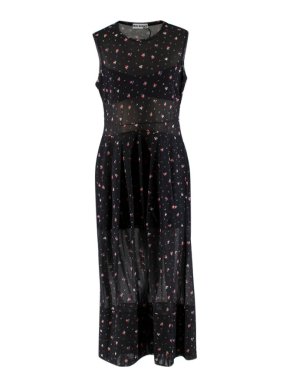 Molly Goddard Black Floral Print Sheer Panelled Dress