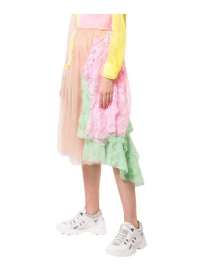 Comme Des Garcons Pink Yellow & Green Lace & Tulle Skirt