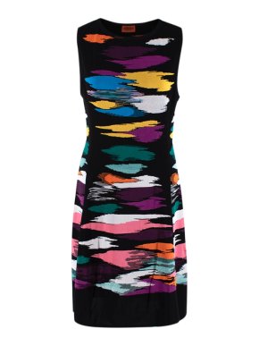 Missoni Sleeveless Knit Black Brush Stroke Print Knit Dress