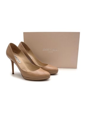 Jimmy Choo Nude Leather Aimee Pumps