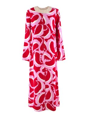 Marni Red & Pink Pattern Long Sleeve Maxi Dress