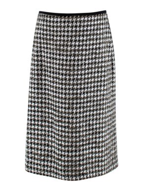 Erdem Safia metallic houndstooth cotton-blend tweed pencil skirt