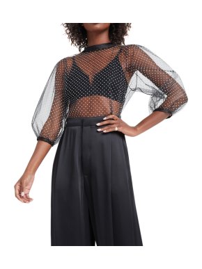 Goop Italian Tulle & Swiss Velvet Sandoval Blouse