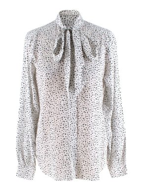 Goop Silk Blend G Logo Stars & Crystal Print Barbara Pussybow Blouse