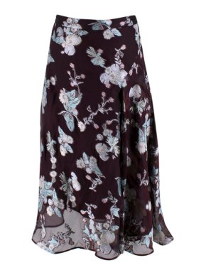 Erdem Burgundy Mina Silk Skirt