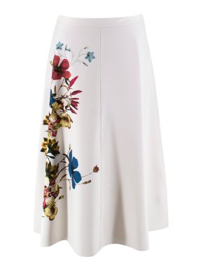 Erdem Maury Skirt in White with Floral Print