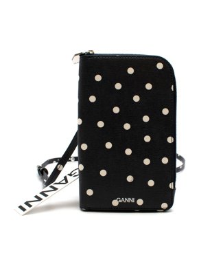 Ganni Leather phone bag in Sky Captain