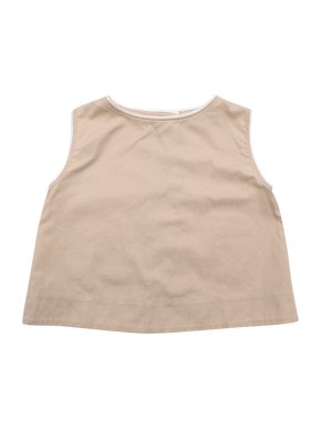 Caramel Nude Sleeveless Top with Fold Over Back Detail