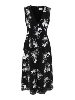 Erdem Kamila Silk Dress in Midnight Crepe