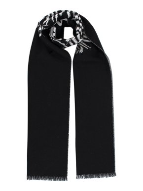 Alexander McQueen Black Jacquard Wool Logo Scarf