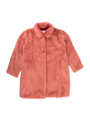 Caramel Salmon Pink Faux Fur Coat