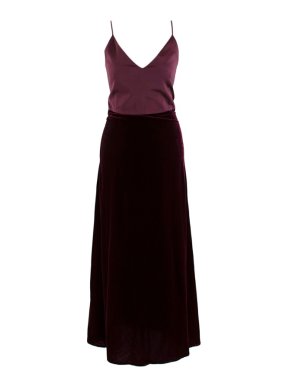 Goop Chelsea satin and velvet slip dress in dark oxblood