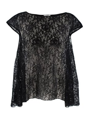 Erdem Greer Top in Metallic Black Lace