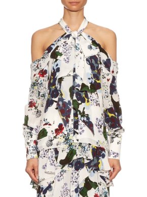 Erdem Aila Forget Me Not-print silk-crepe top