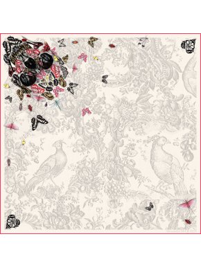 Alexander McQueen Ivory Skull and Butterfly Silk Scarf