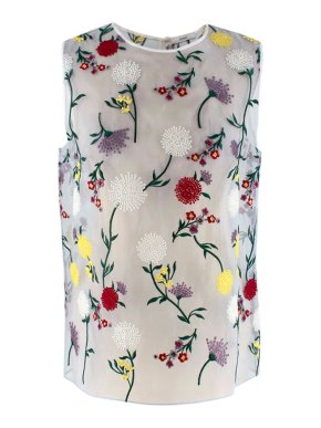 Erdem Embroidered Dandelion Organza Naomi Top