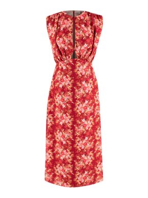 Emilia Wickstead Burgundy Floral Sleeveless Angy Dress