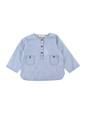 Caramel Deer Baby Sky Blue Check Woven shirt