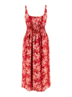 Emilia Wickstead Giovanna Burgundy Sunset Floral Dress