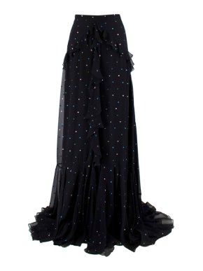 Erdem Black Silk Alison Ruffled Maxi Skirt