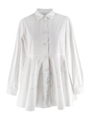 Goop X CO Collared Tiered White Button Down Shirt