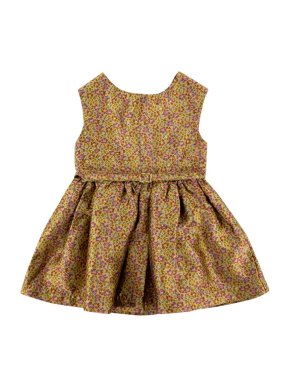 Caramel Gold Floral Skater Dress