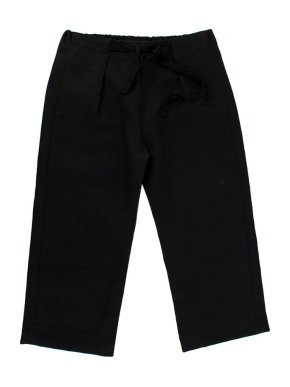Caramel Black Linen Straight-Leg Trousers