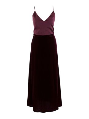 Goop Chelsea satin and velvet slip dress in dark oxblood