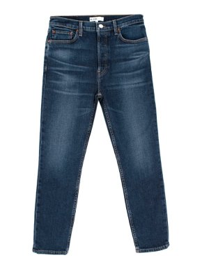 Goop Re/Done High Rise Ankle Crop Jeans - Midnight Blue