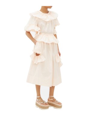Simone Rocha Pink Fine Taffeta Frill Collar Top