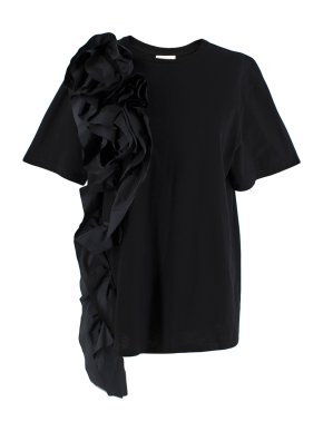 Alexander McQueen Black Ruffle Detail T-Shirt