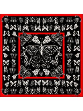 Alexander McQueen Red & Black Wool Blend Inked Butterfly Scarf