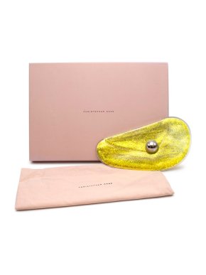 Christopher Kane Yellow glitter gel clutch with silver dome detail