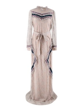 Erdem Nude Metallic Knit Agne Gown