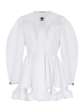 Christopher Kane White petal embroidered cotton dress