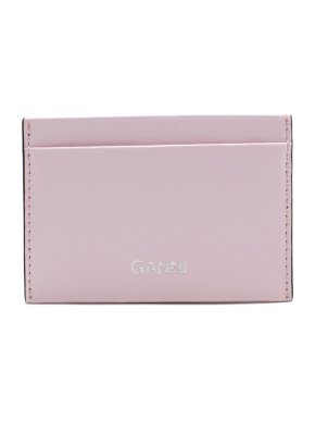 Ganni Leather Cardholder in Cherry Blossom
