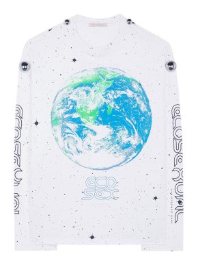 Christopher Kane Digital print cotton top with silver dome