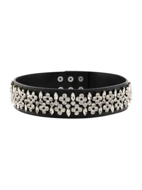 Christopher Kane Black leather waist belt with Crystal Embellishments