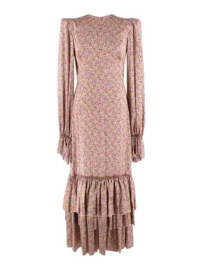 The Vampire's Wife Splendour Dress in Liberty Printed Silk Dusty Pink