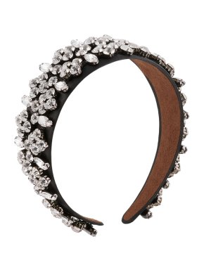 Christopher Kane Black satin headband with Crystal gem embellishments