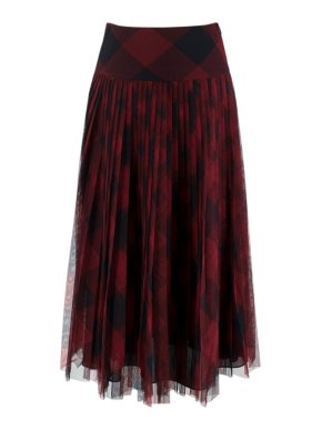Dior Black & Red Tulle Signature Midi Skirt