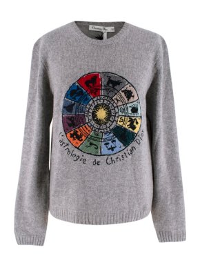 Dior Grey Cashmere Astrology Embroidered Jumper