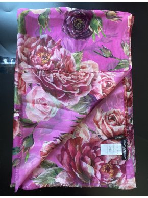 Dolce & Gabbana Peony Print Silk Wrap Scarf