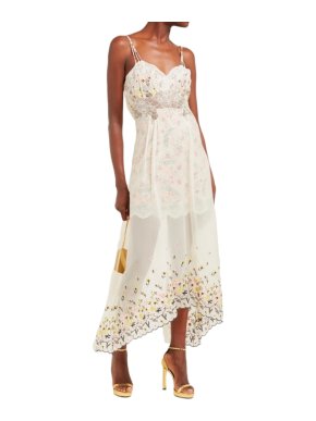 Paco Rabbane Floral Embroidered Chiffon & Satin Dress