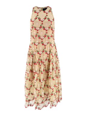 Simone Rocha Chartreuse Embroidered Tulle Sleeveless Dress