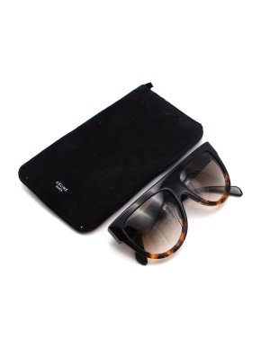 Celine Black & Tortoiseshell Acetate Oversized Sunglasses